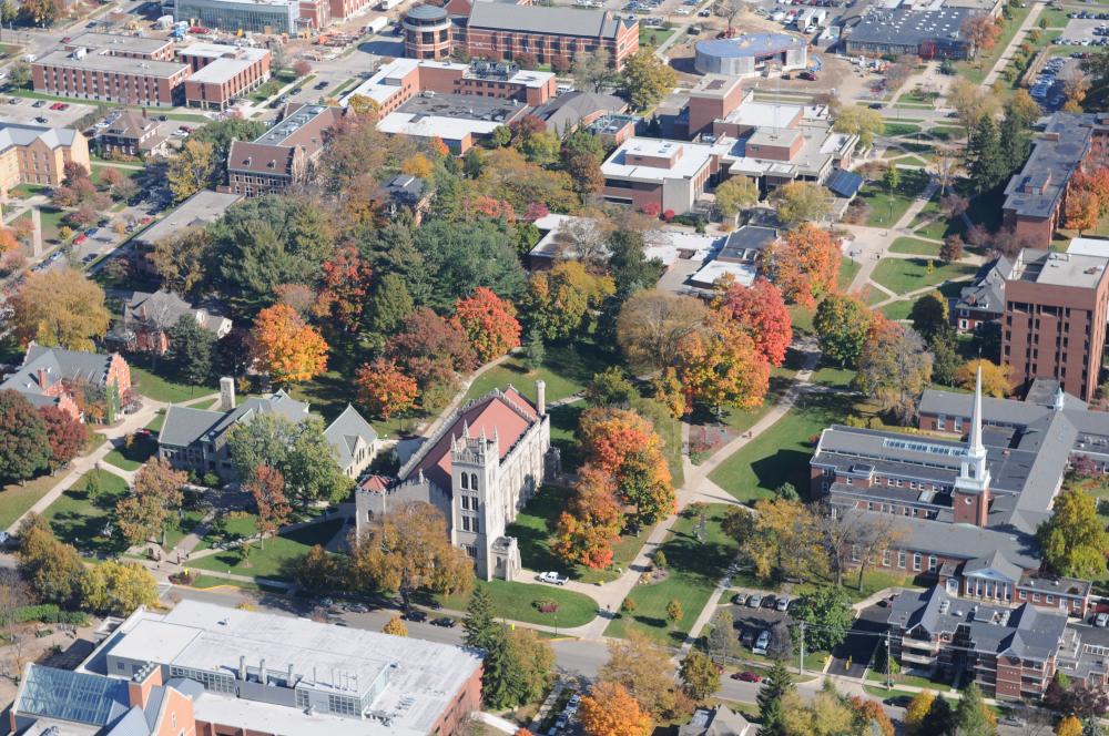 Aerial view of the Hope College campus.