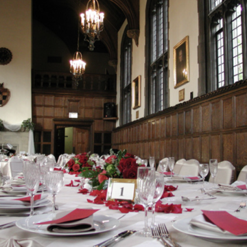DePaul University Lincoln Park Campus, Chicago - Elegant wedding reception table set inside of chapel building