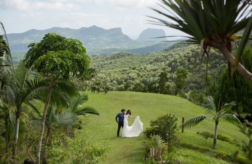 Beautiful wedding in the mountains of a tropical island.